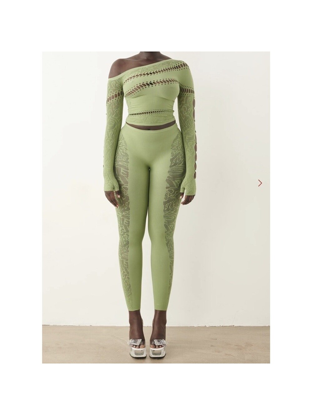 Poster Girl Ivy Top & legging SET Sativa Olive Green One Size Off Shoulder
